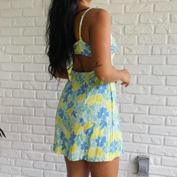 Libby Floral Slip Dress with Lace Trim (Green) - Picture 2 of 4